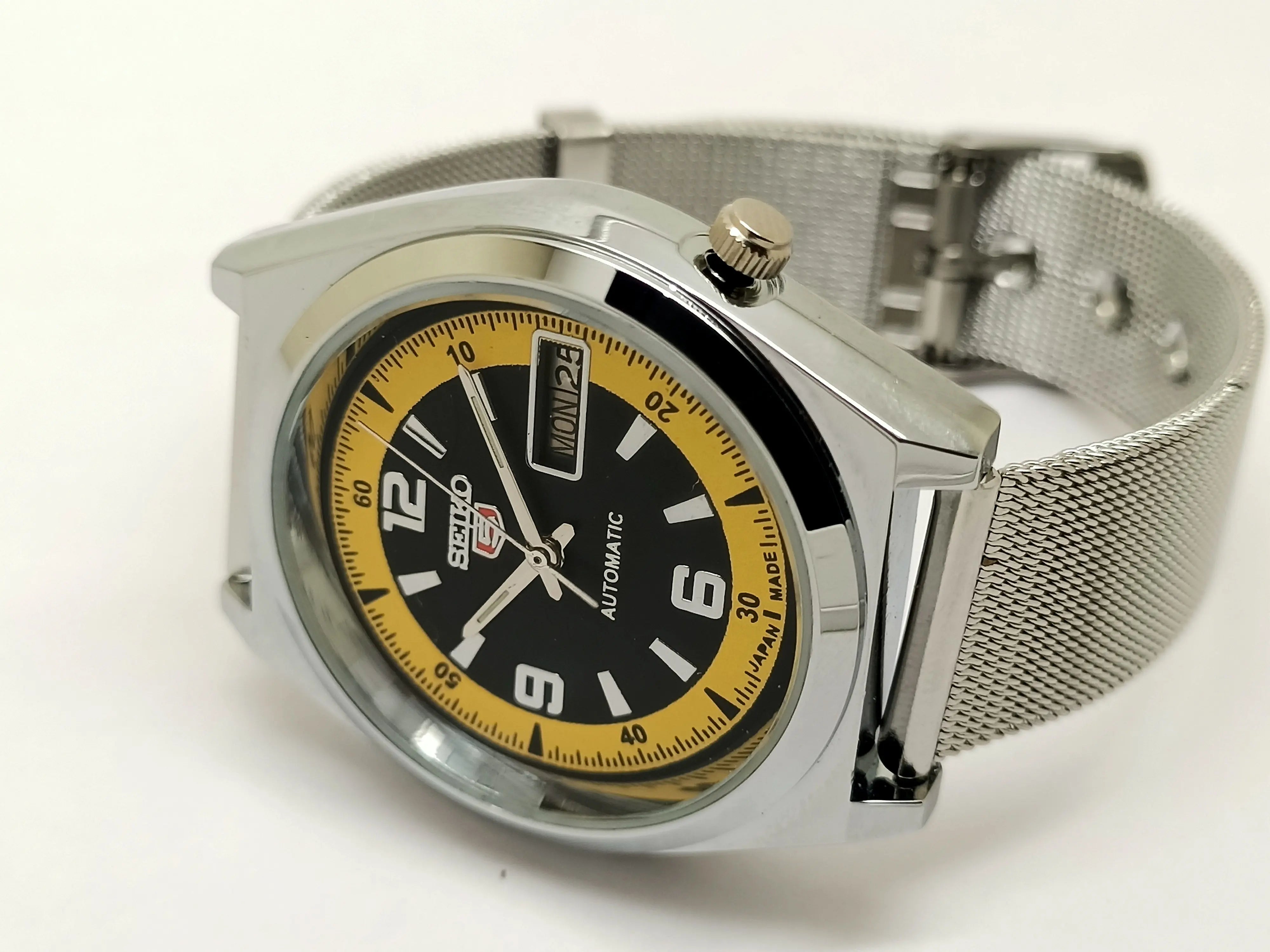 Seiko 5 Black Dial Automatic Vintage Watch National Watches
