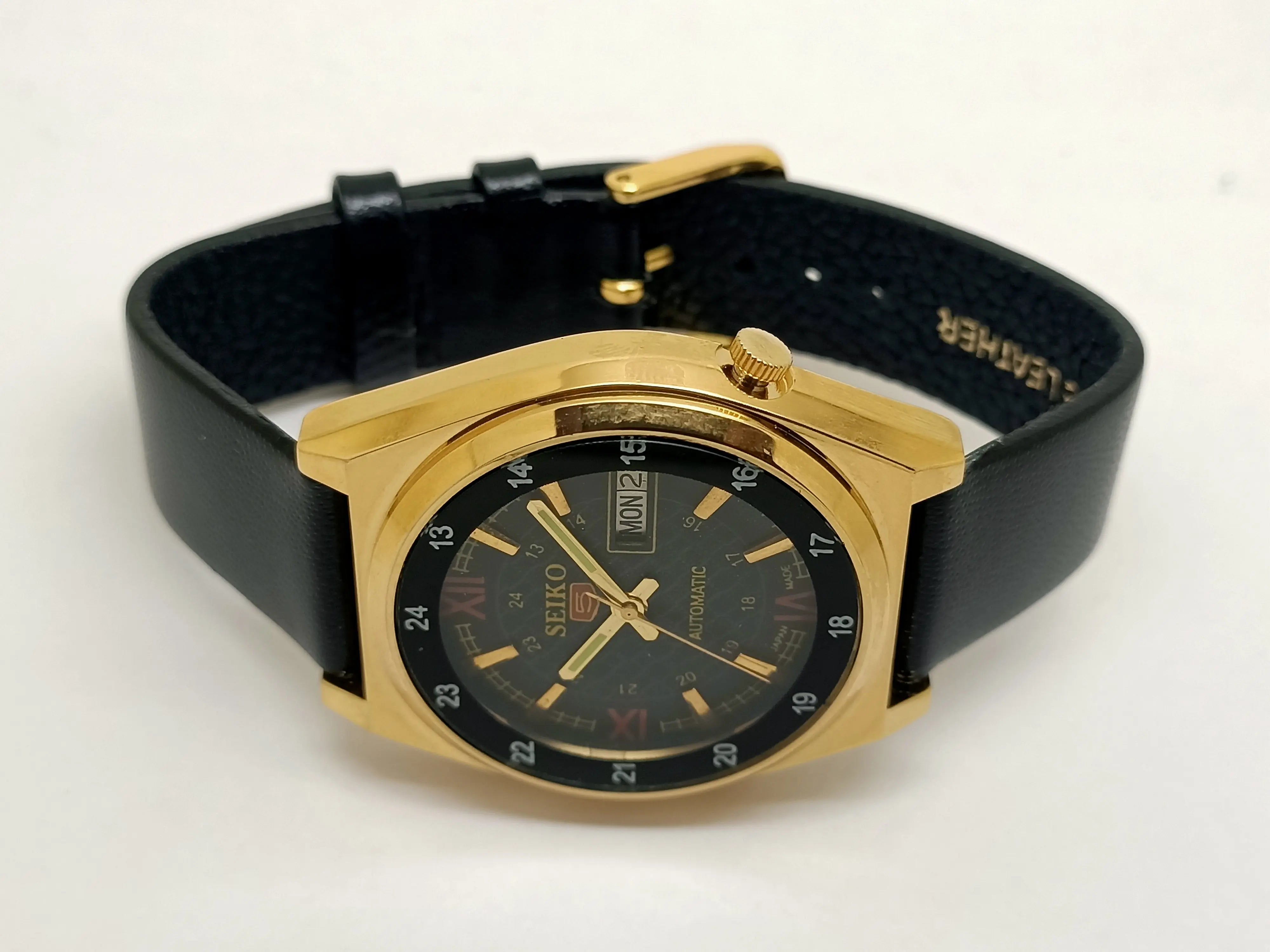 Seiko 5 Black Dial Automatic Vintage Watch National Watches