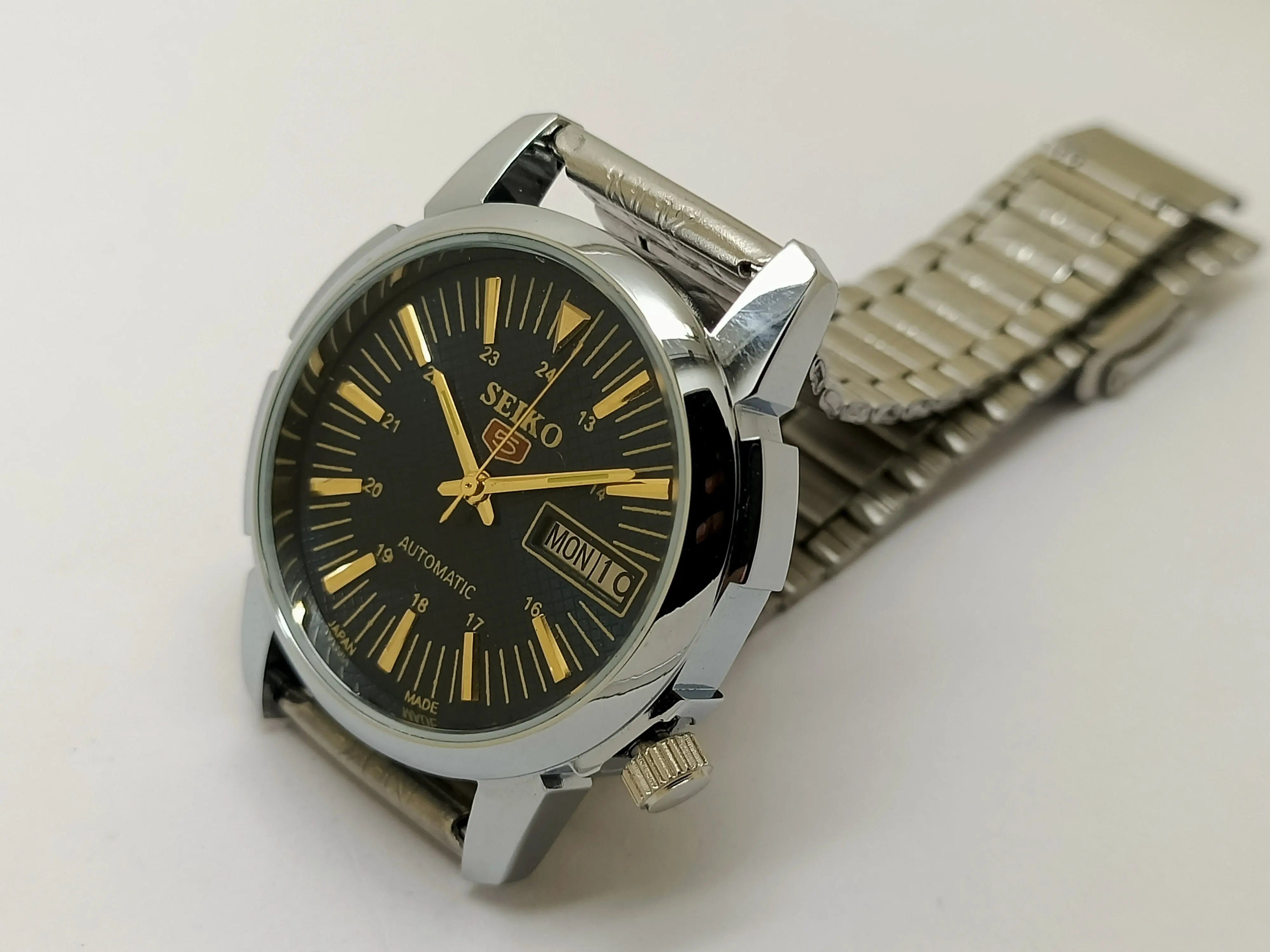 Seiko 5 Black Dial Automatic Vintage Watch National Watches