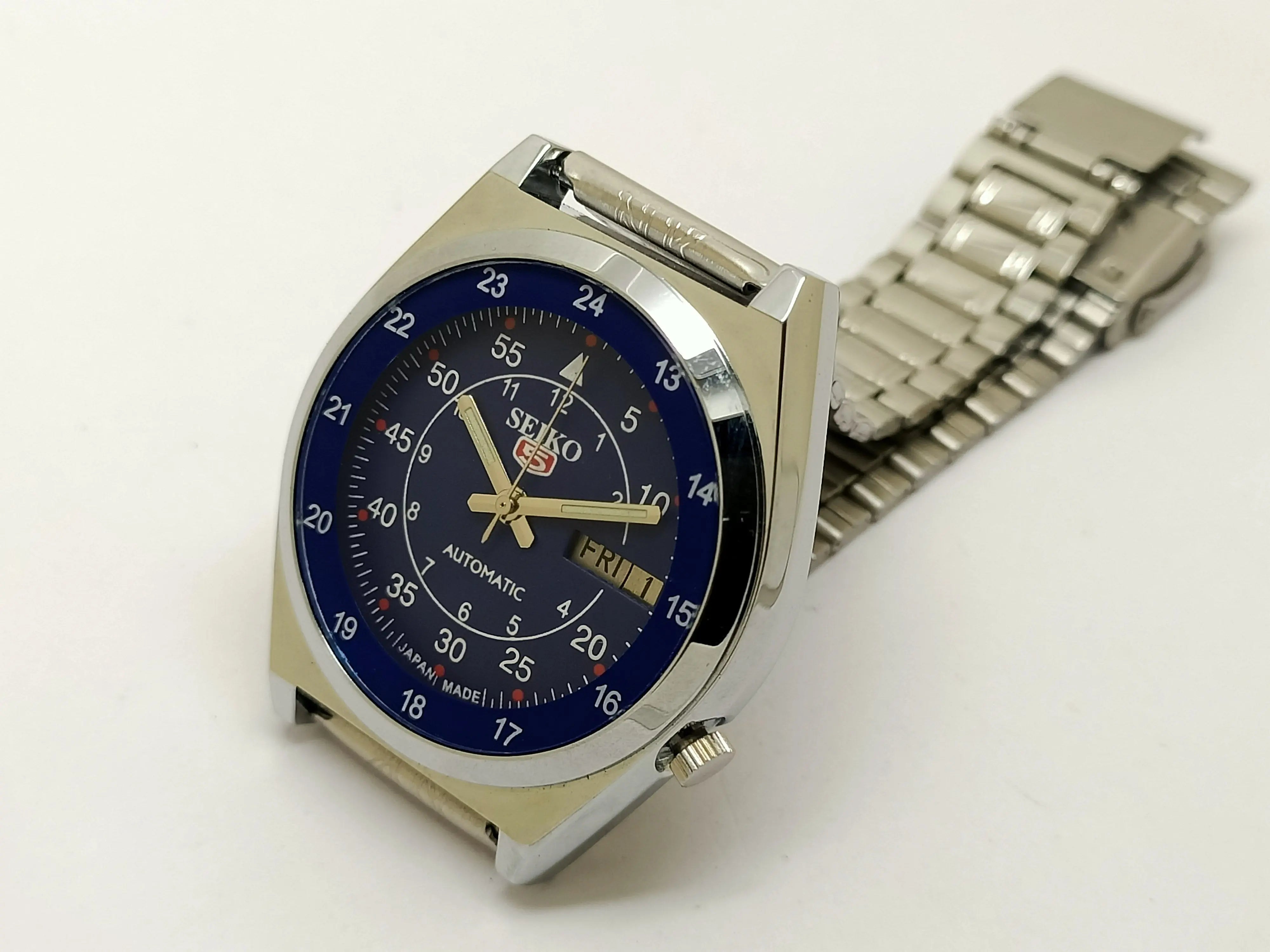 Seiko 5 Blue Dial Automatic Vintage Watch National Watches