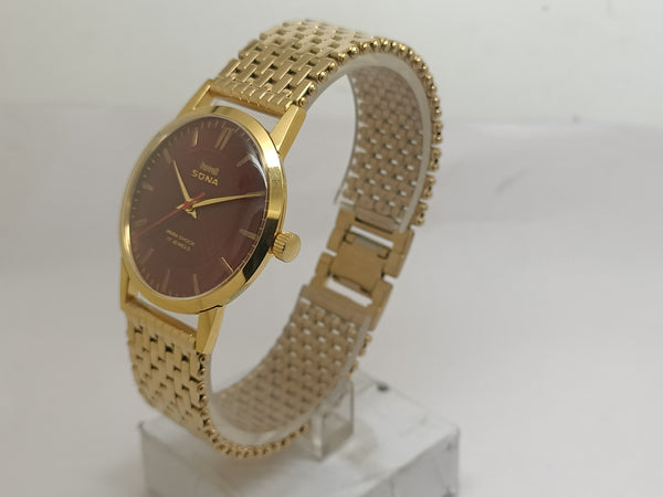 Hmt sona Mechanical Handwinding Movement gold plated Para  Jewels Analog Dial Wrist Watch For Men
