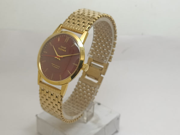 Hmt sona Mechanical Handwinding Movement gold plated Para  Jewels Analog Dial Wrist Watch For Men