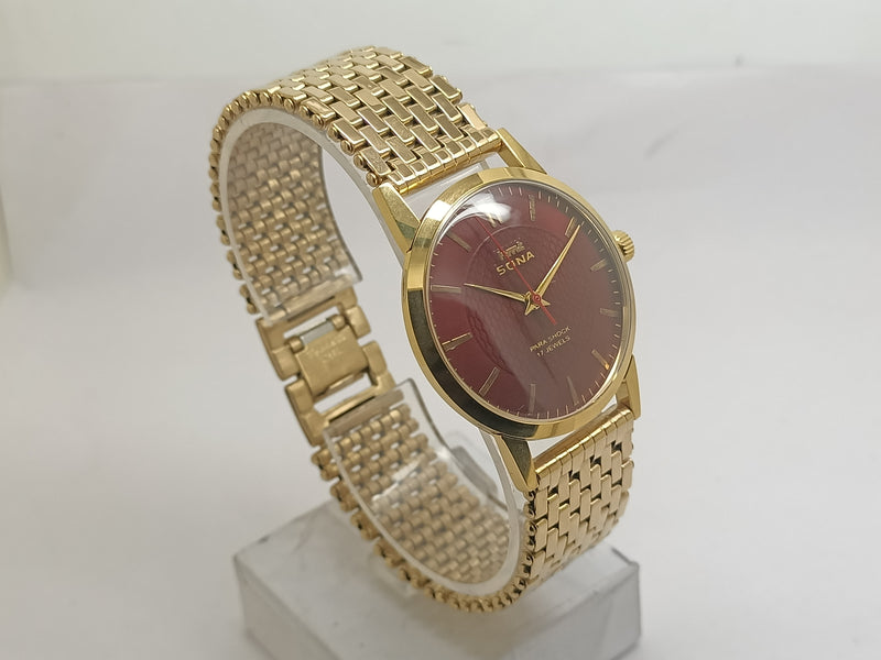 Hmt sona Mechanical Handwinding Movement gold plated Para  Jewels Analog Dial Wrist Watch For Men