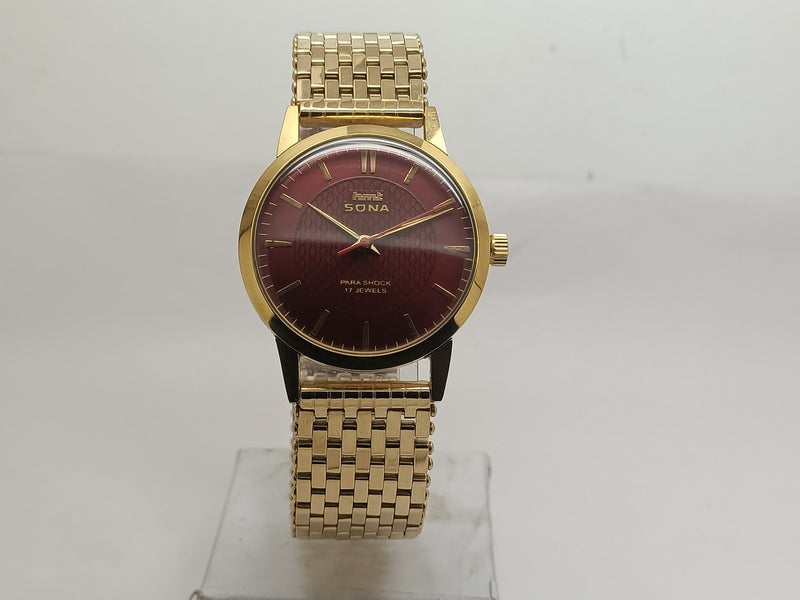 Hmt sona Mechanical Handwinding Movement gold plated Para  Jewels Analog Dial Wrist Watch For Men