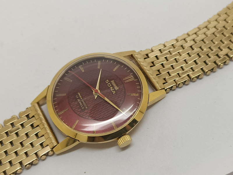 Hmt sona Mechanical Handwinding Movement gold plated Para  Jewels Analog Dial Wrist Watch For Men