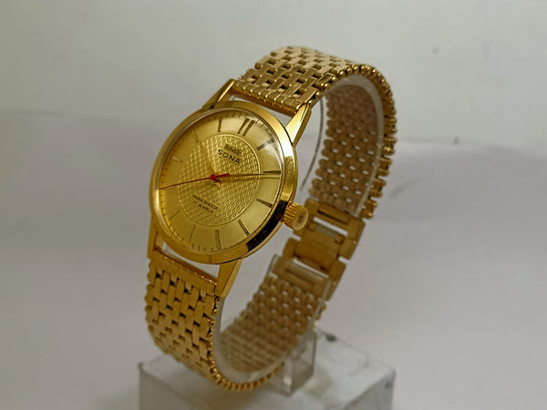 Hmt sona Mechanical Handwinding Movement gold plated Para Jewels Analog Dial Wrist Watch For Men