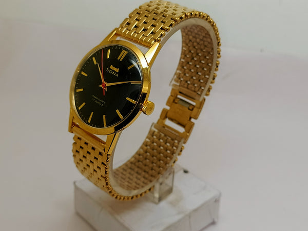 Hmt sona Mechanical Handwinding Movement gold plated Para Jewels Analog Dial Wrist Watch For Men