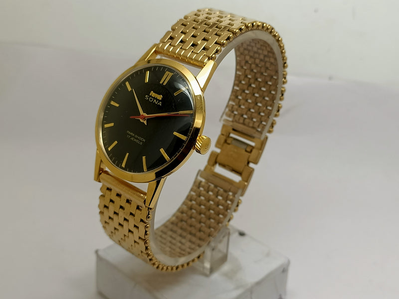 Hmt sona Mechanical Handwinding Movement gold plated Para Jewels Analog Dial Wrist Watch For Men