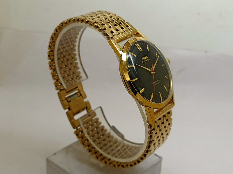 Hmt sona Mechanical Handwinding Movement gold plated Para Jewels Analog Dial Wrist Watch For Men
