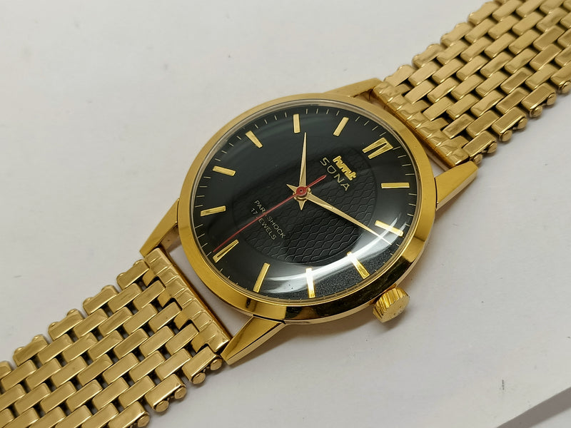 Hmt sona Mechanical Handwinding Movement gold plated Para Jewels Analog Dial Wrist Watch For Men