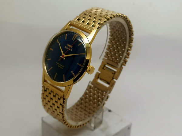 Hmt sona Mechanical Handwinding Movement gold plated Para Jewels Analog Dial Wrist Watch For Men