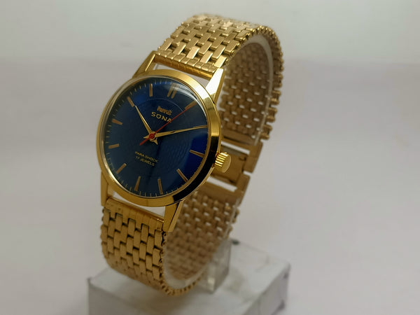Hmt sona Mechanical Handwinding Movement gold plated Para Jewels Analog Dial Wrist Watch For Men