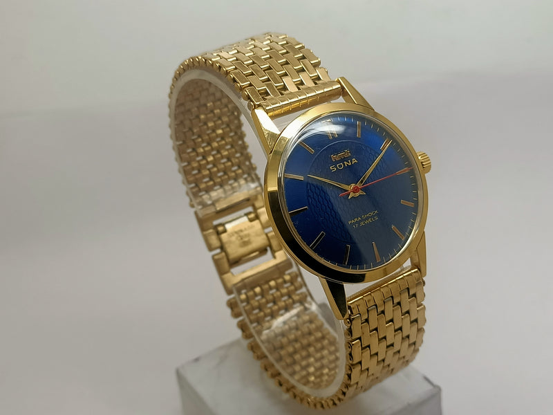 Hmt sona Mechanical Handwinding Movement gold plated Para Jewels Analog Dial Wrist Watch For Men