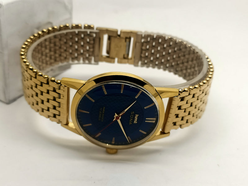 Hmt sona Mechanical Handwinding Movement gold plated Para Jewels Analog Dial Wrist Watch For Men