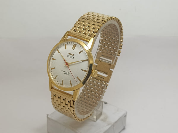 Hmt sona Mechanical Handwinding Movement gold plated Para Jewels Analog Dial Wrist Watch For Men