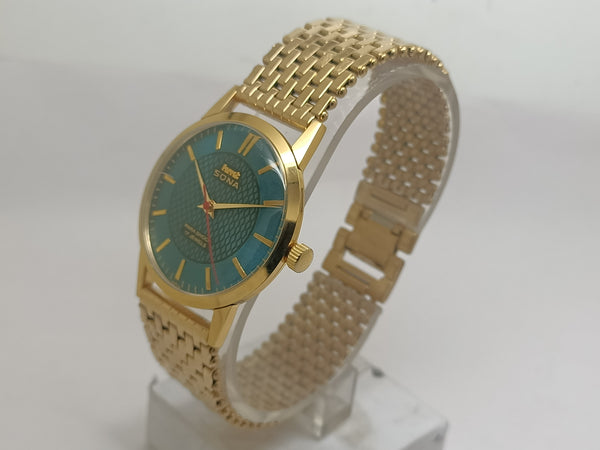 Hmt sona Mechanical Handwinding Movement gold plated Para Jewels Analog Dial Wrist Watch For Men