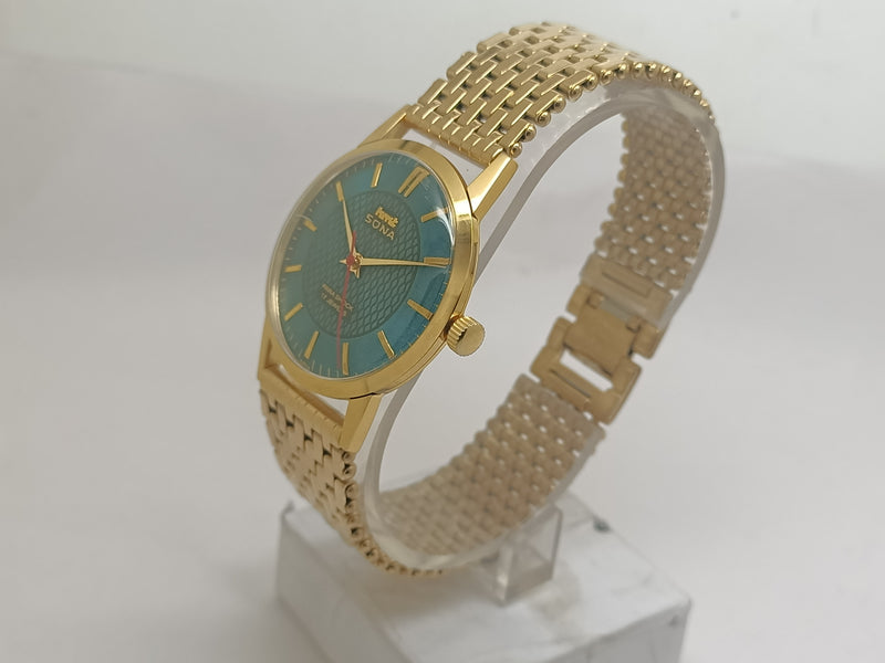 Hmt sona Mechanical Handwinding Movement gold plated Para Jewels Analog Dial Wrist Watch For Men