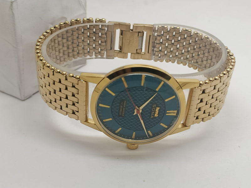 Hmt sona Mechanical Handwinding Movement gold plated Para Jewels Analog Dial Wrist Watch For Men