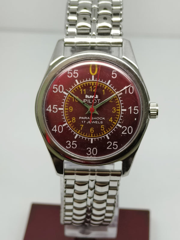 Hmt Pilot Mechanical Handwinding Movement stainless Steel Para Shock 17 Jewels Analog Dial Wrist Watch For Men