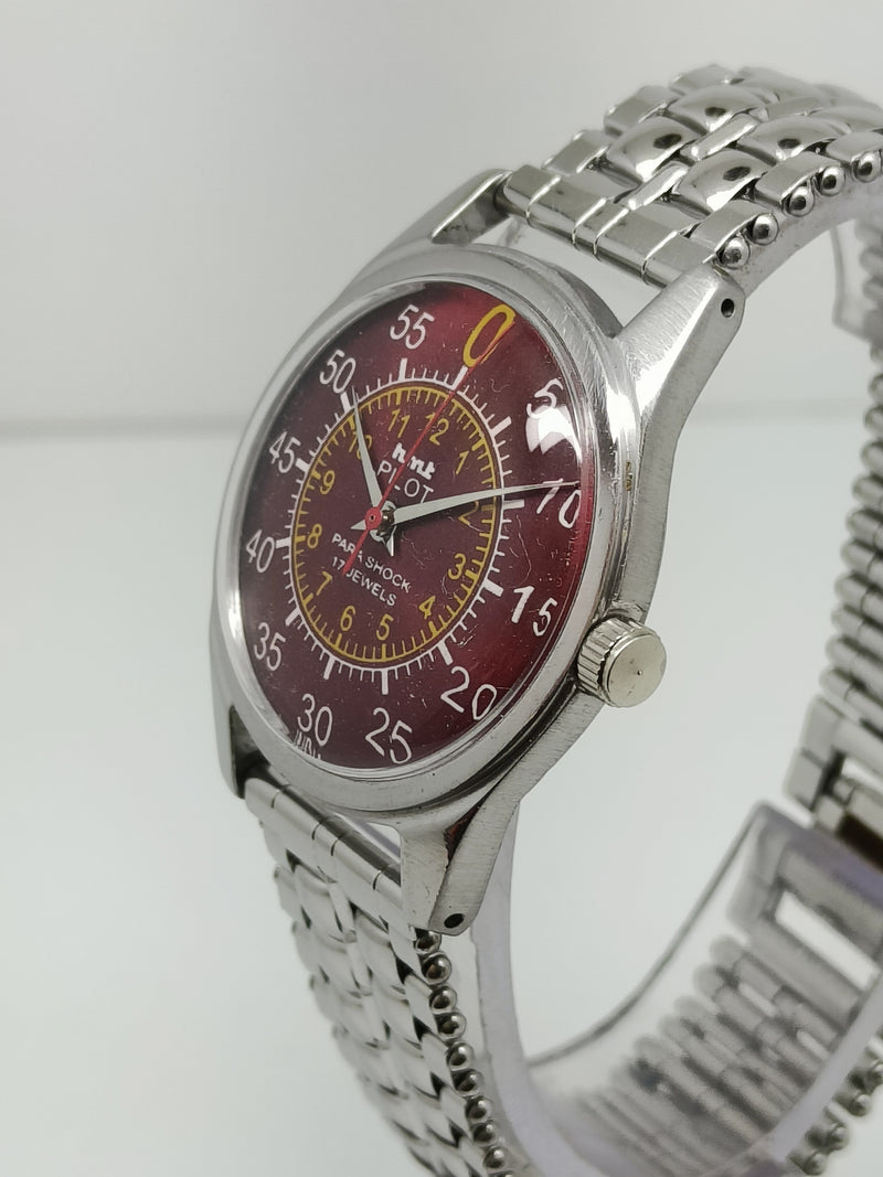 Hmt Pilot Mechanical Handwinding Movement stainless Steel Para Shock 17 Jewels Analog Dial Wrist Watch For Men
