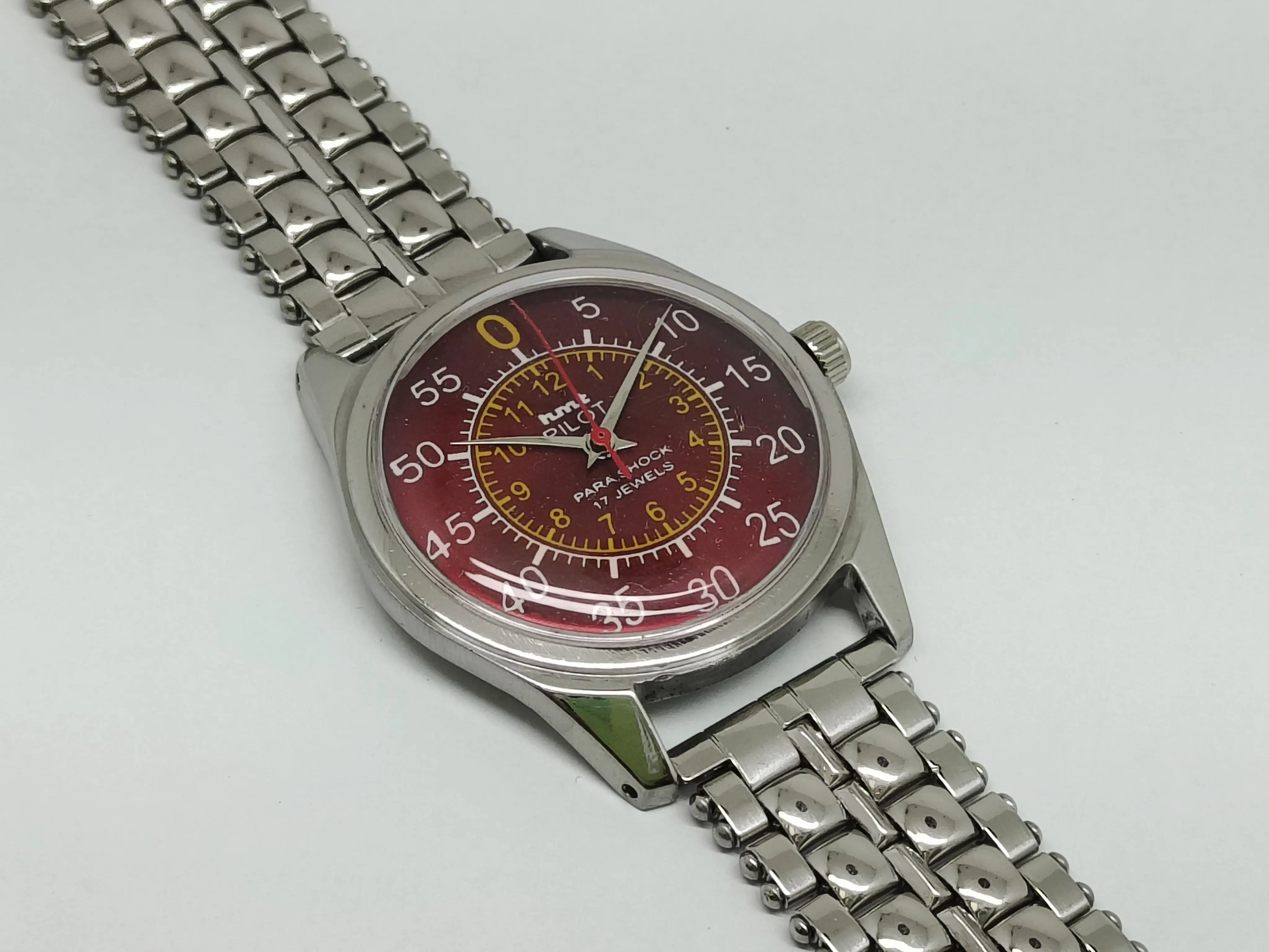 Hmt Pilot Mechanical Handwinding Movement stainless Steel Para Shock 17 Jewels Analog Dial Wrist Watch For Men National Watches