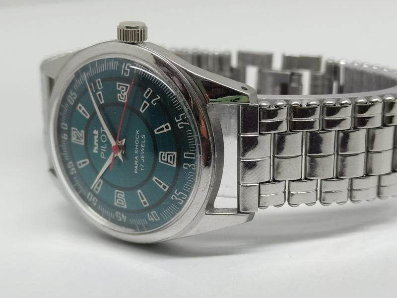 Hmt Pilot Mechanical Handwinding Movement stainless Steel Para Shock 17 Jewels Analog Dial Wrist Watch For Men
