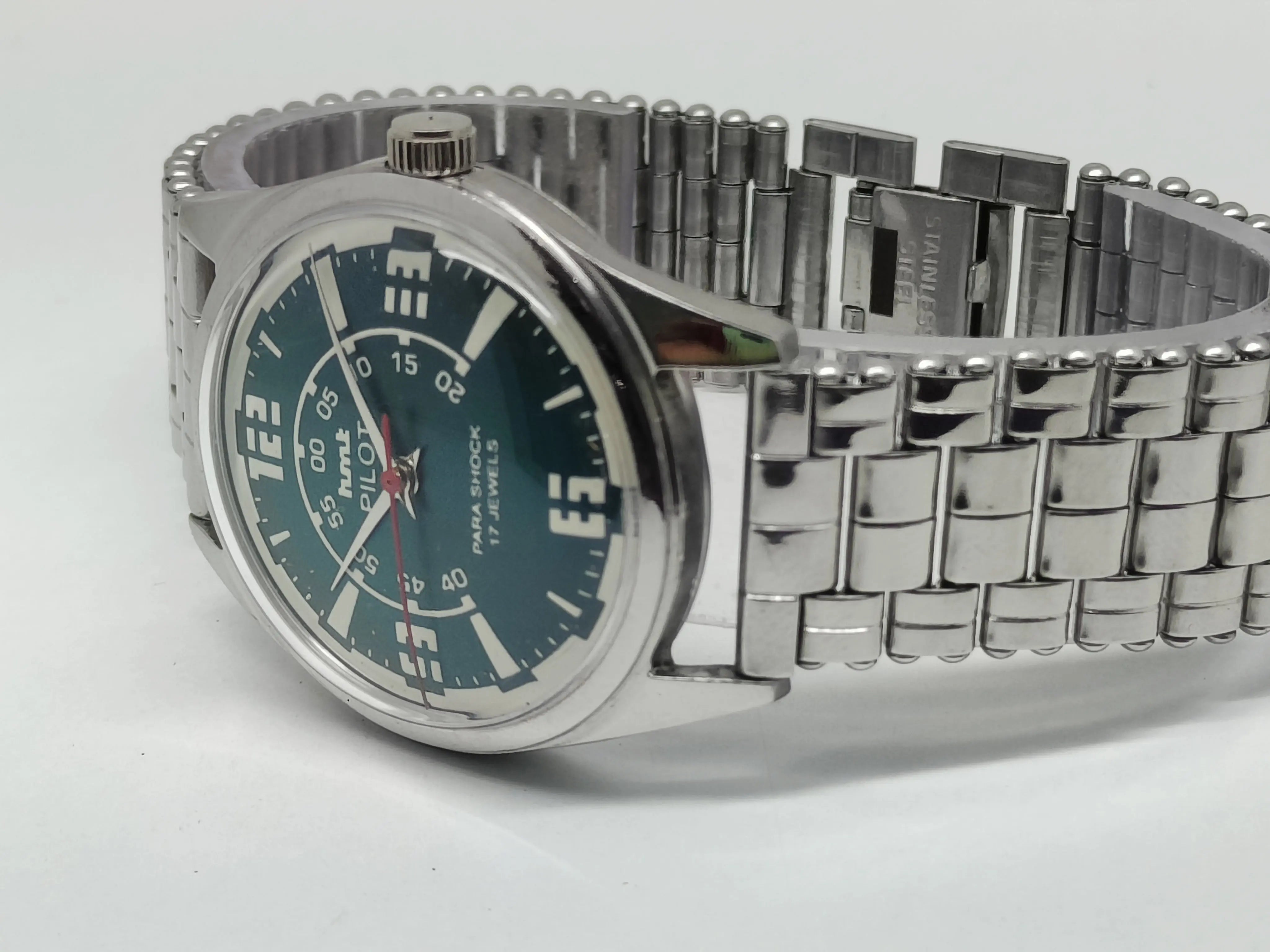 Hmt Pilot Mechanical Handwinding Movement stainless Steel Para Shock 17 Jewels Analog Dial Wrist Watch For Men National Watches