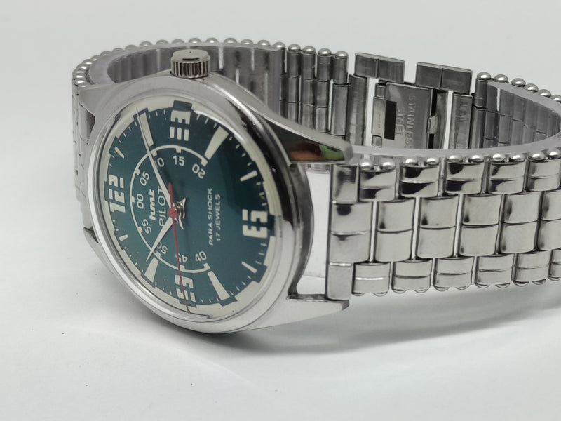 Hmt Pilot Mechanical Handwinding Movement stainless Steel Para Shock 17 Jewels Analog Dial Wrist Watch For Men