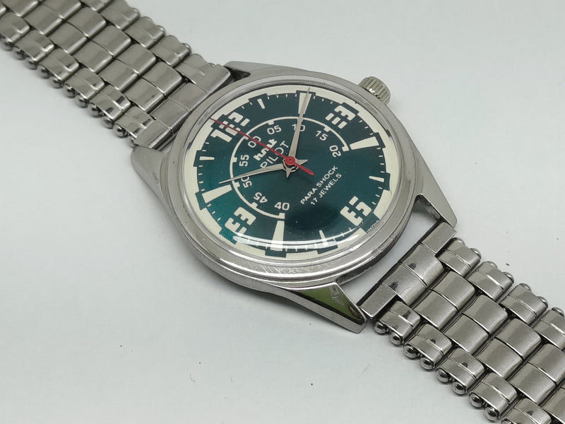 Hmt Pilot Mechanical Handwinding Movement stainless Steel Para Shock 17 Jewels Analog Dial Wrist Watch For Men
