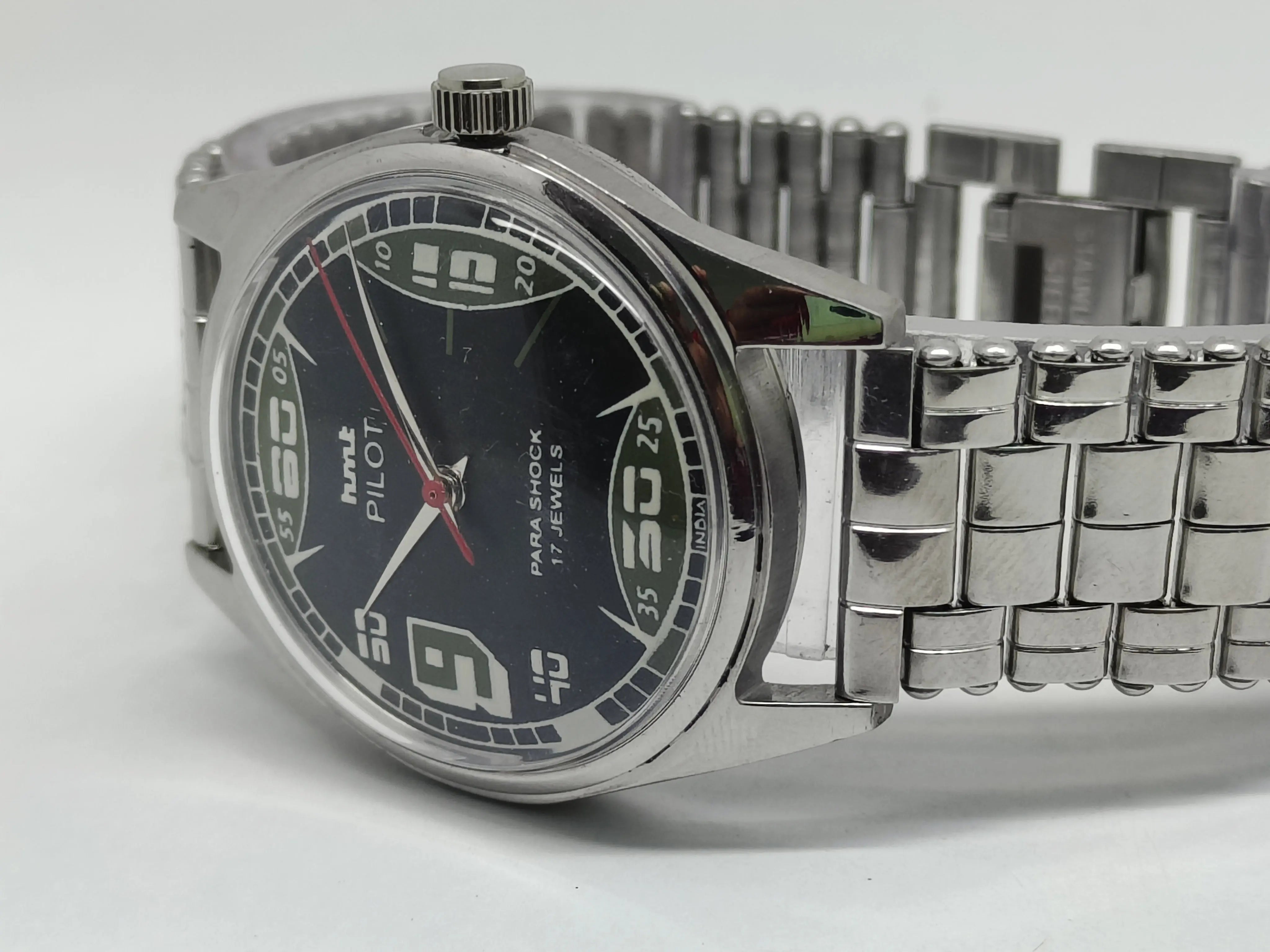 Hmt Pilot Mechanical Handwinding Movement stainless Steel Para Shock 17 Jewels Analog Dial Wrist Watch For Men National Watches