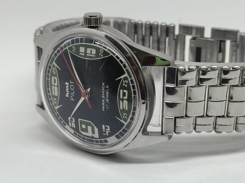 Hmt Pilot Mechanical Handwinding Movement stainless Steel Para Shock 17 Jewels Analog Dial Wrist Watch For Men