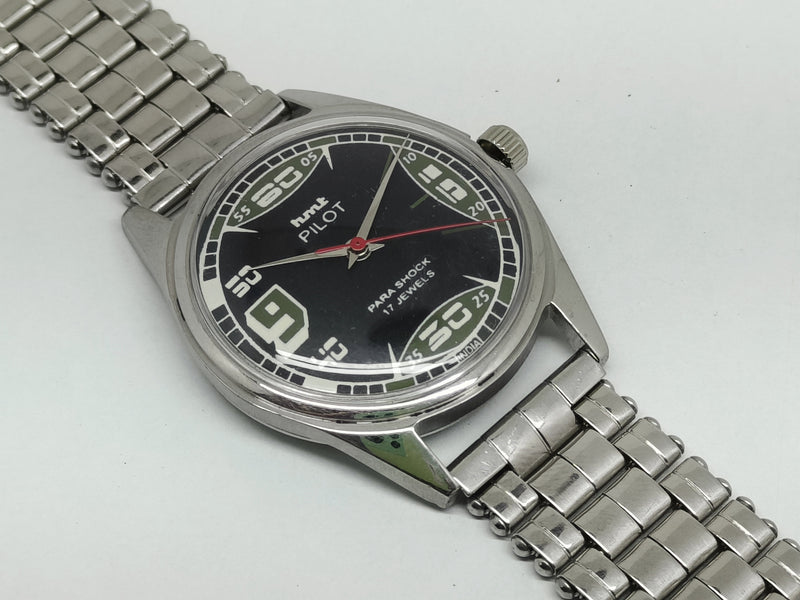 Hmt Pilot Mechanical Handwinding Movement stainless Steel Para Shock 17 Jewels Analog Dial Wrist Watch For Men