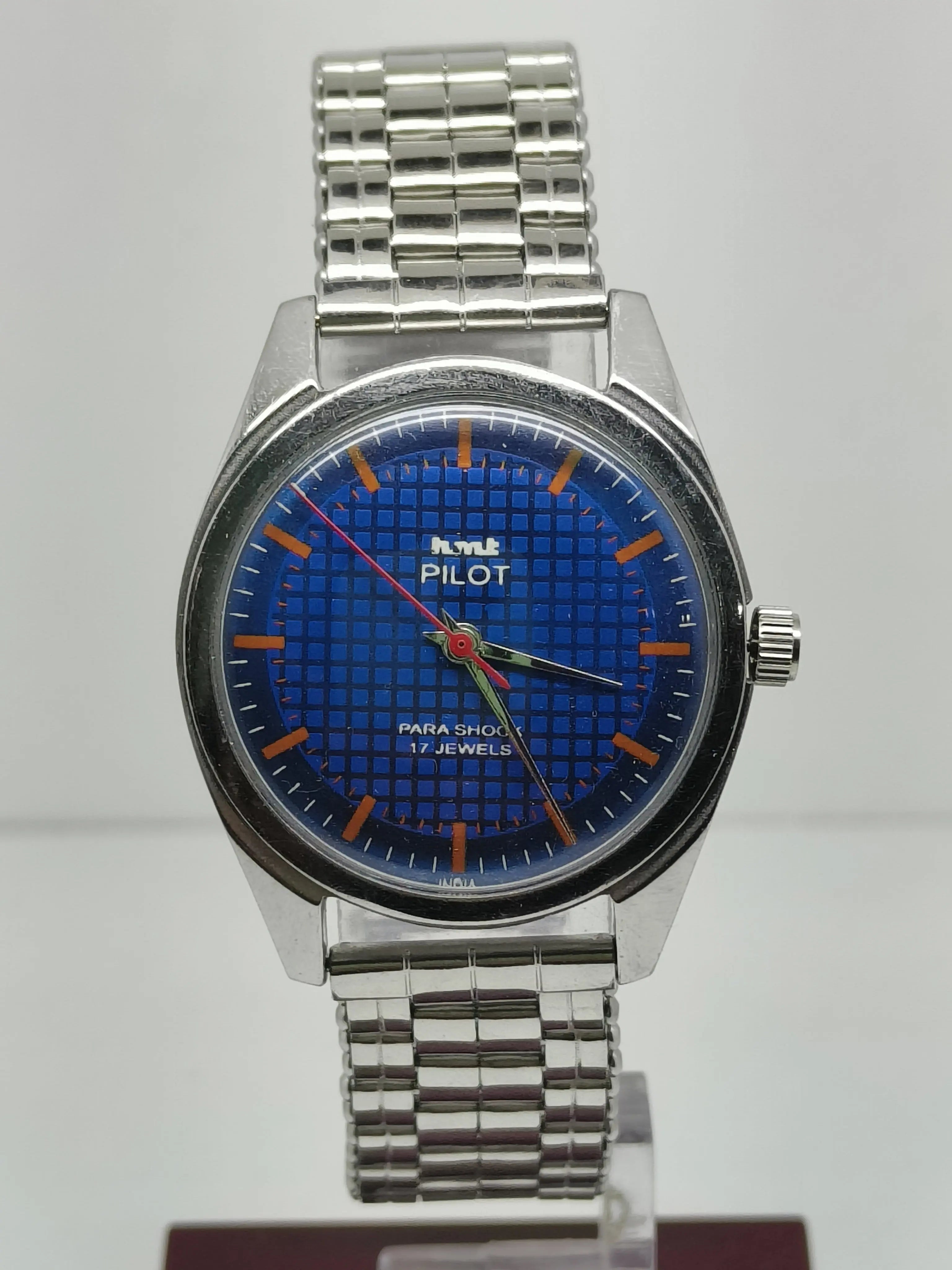 Hmt Pilot Mechanical Handwinding Movement stainless Steel Para Shock 17 Jewels Analog Dial Wrist Watch For Men National Watches