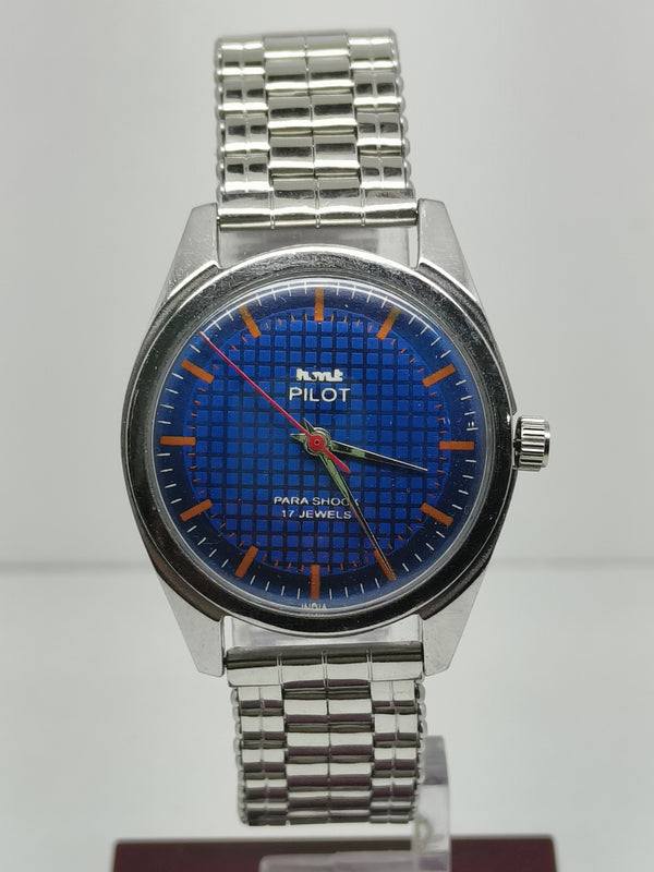 Hmt Pilot Mechanical Handwinding Movement stainless Steel Para Shock 17 Jewels Analog Dial Wrist Watch For Men