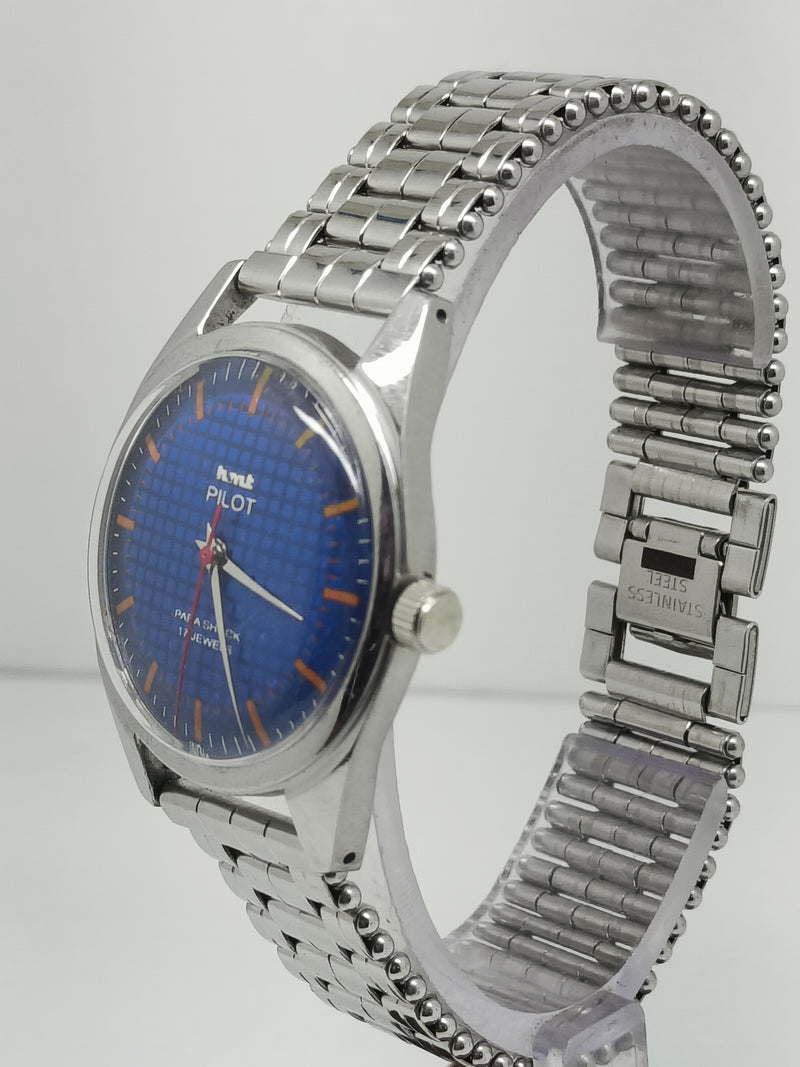 Hmt Pilot Mechanical Handwinding Movement stainless Steel Para Shock 17 Jewels Analog Dial Wrist Watch For Men