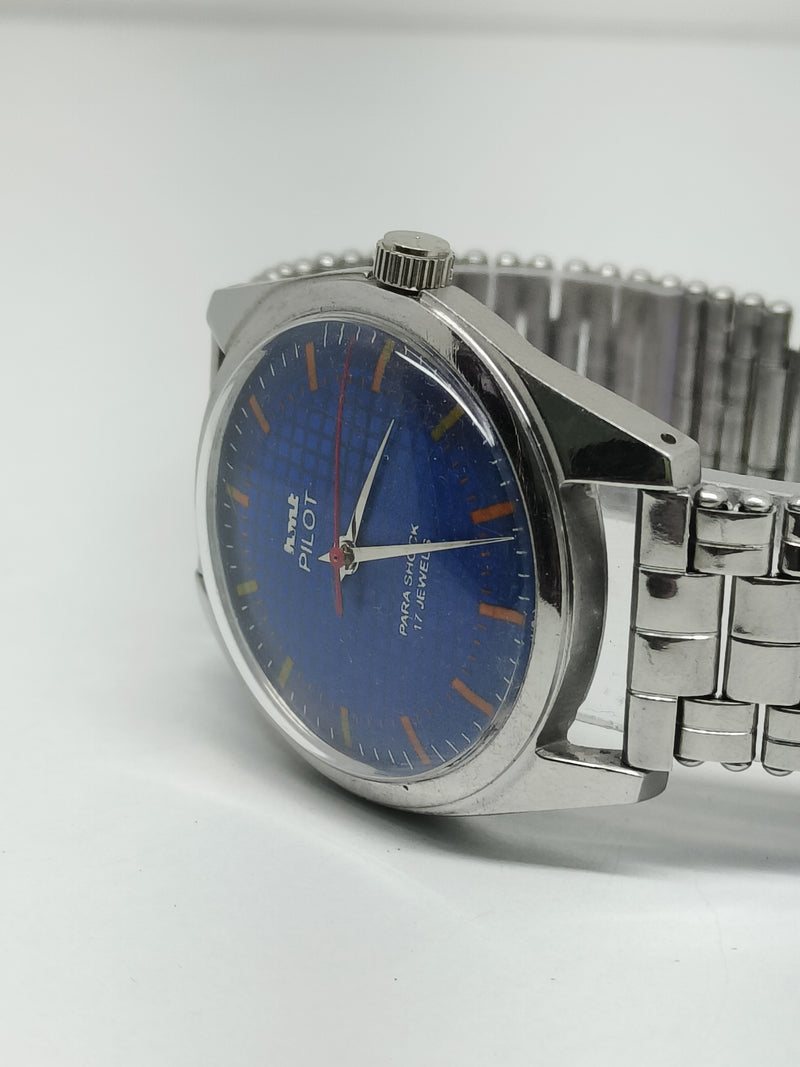 Hmt Pilot Mechanical Handwinding Movement stainless Steel Para Shock 17 Jewels Analog Dial Wrist Watch For Men