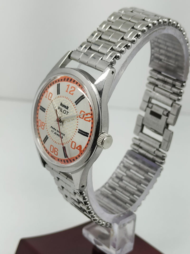 Hmt Pilot Mechanical Handwinding Movement stainless Steel Para Shock 17 Jewels Analog Dial Wrist Watch For Men