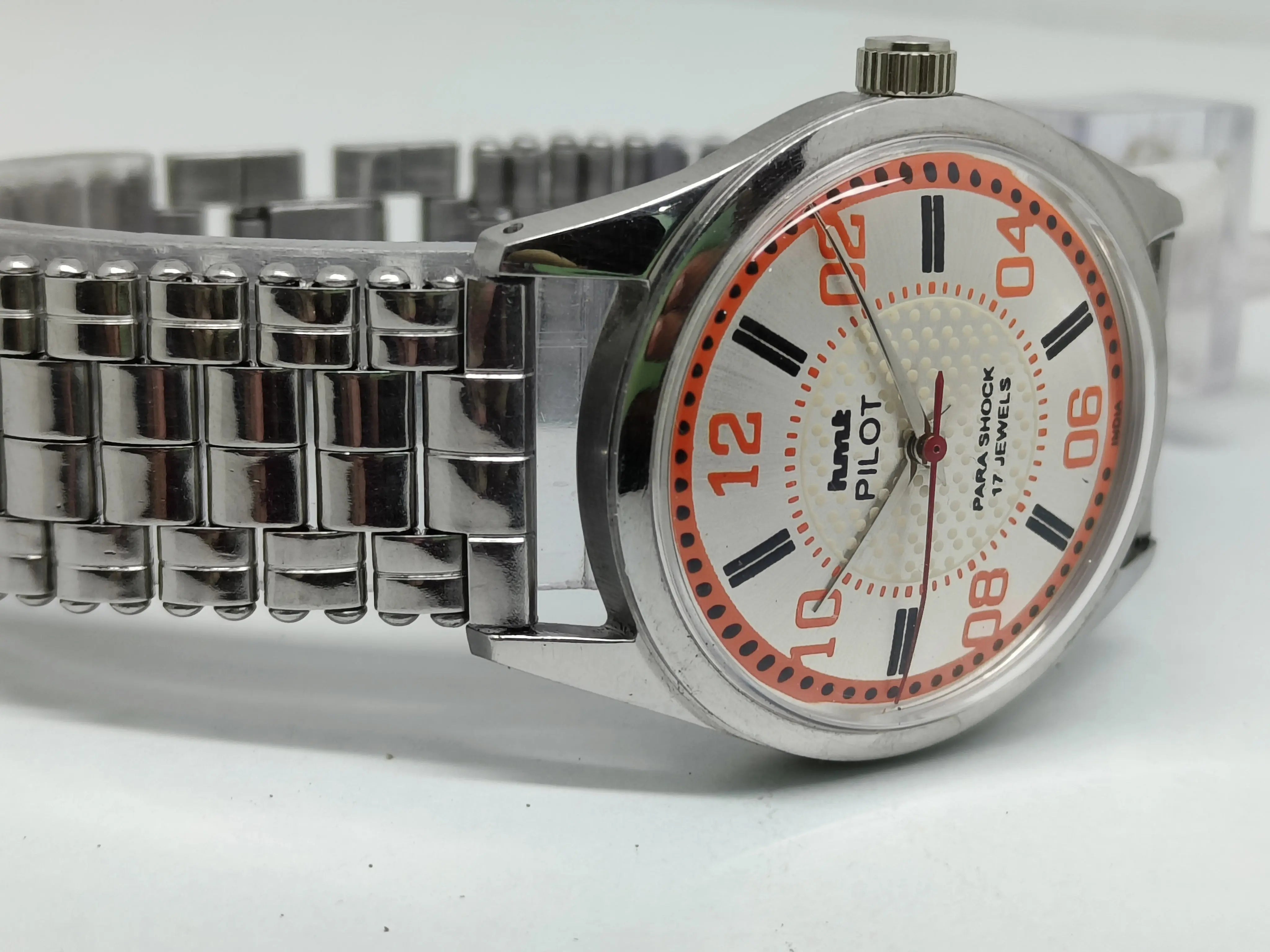 Hmt Pilot Mechanical Handwinding Movement stainless Steel Para Shock 17 Jewels Analog Dial Wrist Watch For Men National Watches