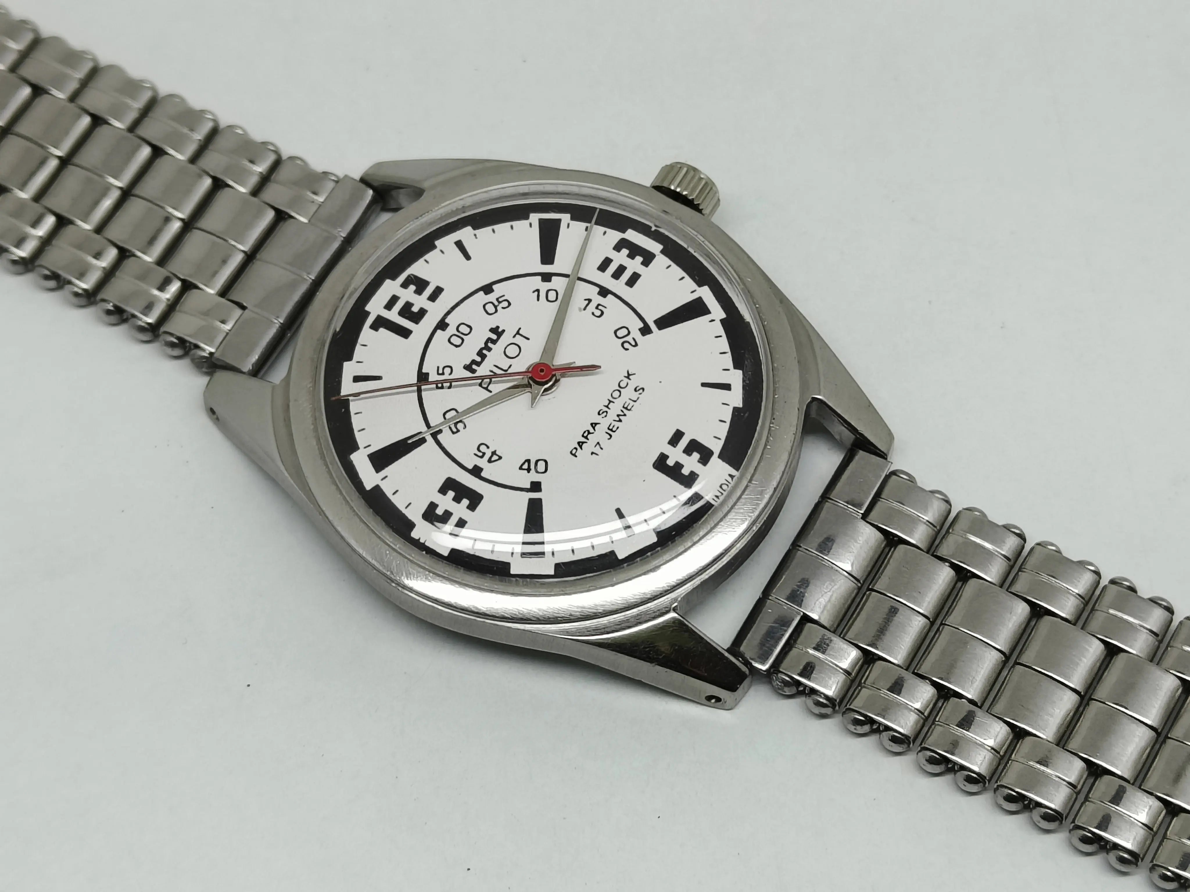 Hmt Pilot Mechanical Handwinding Movement stainless Steel Para Shock 17 Jewels Analog Dial Wrist Watch For Men National Watches