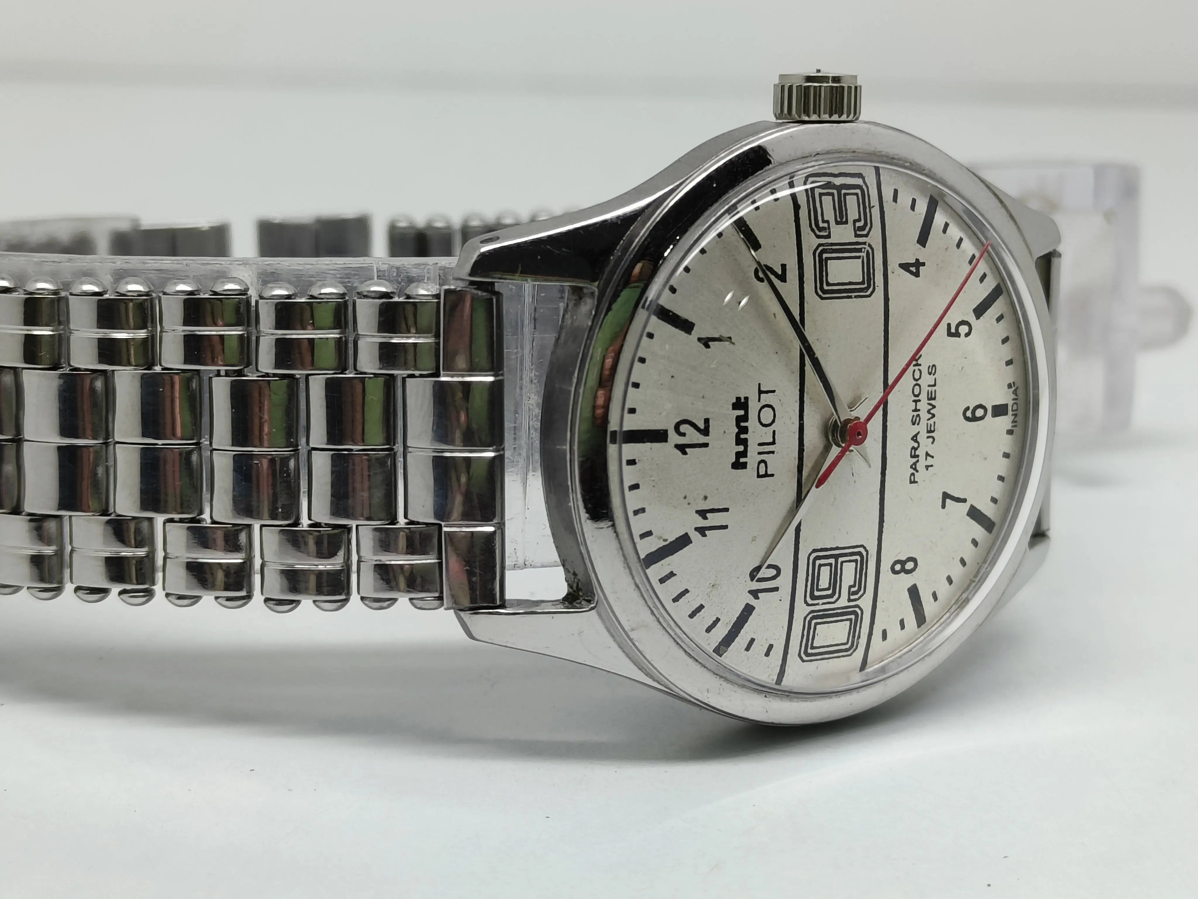 Hmt Pilot Mechanical Handwinding Movement stainless Steel Para Shock 17 Jewels Analog Dial Wrist Watch For Men National Watches