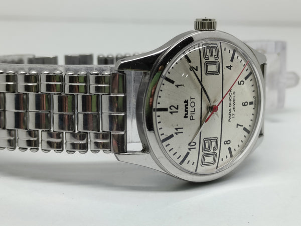 Hmt Pilot Mechanical Handwinding Movement stainless Steel Para Shock 17 Jewels Analog Dial Wrist Watch For Men