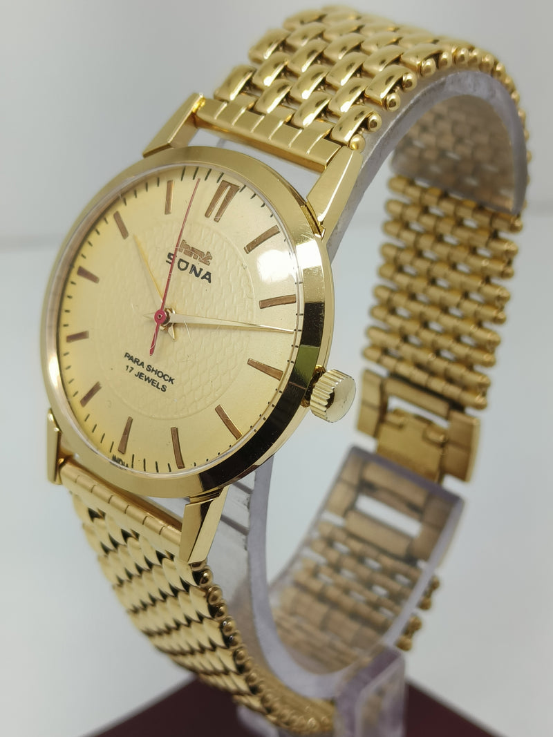 Hmt sona Mechanical Handwinding Movement gold plated Para Jewels Analog Dial Wrist Watch For Men