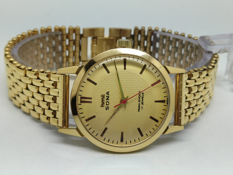 Hmt sona Mechanical Handwinding Movement gold plated Para Jewels Analog Dial Wrist Watch For Men