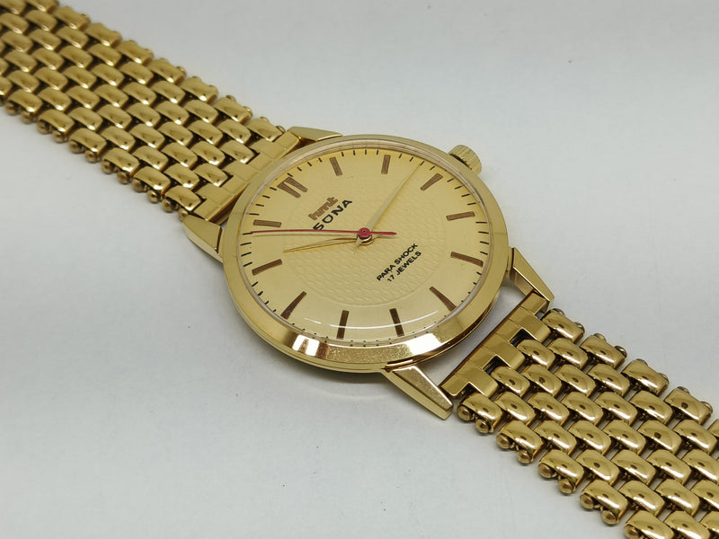 Hmt sona Mechanical Handwinding Movement gold plated Para Jewels Analog Dial Wrist Watch For Men
