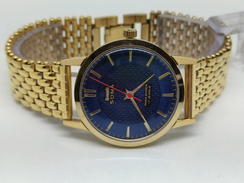 Hmt sona Mechanical Handwinding Movement gold plated Para Jewels Analog Dial Wrist Watch For Men