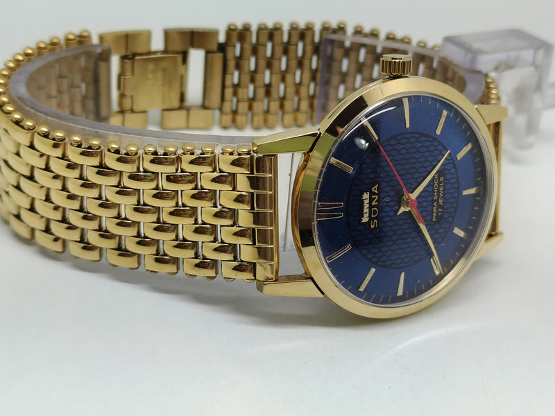Hmt sona Mechanical Handwinding Movement gold plated Para Jewels Analog Dial Wrist Watch For Men