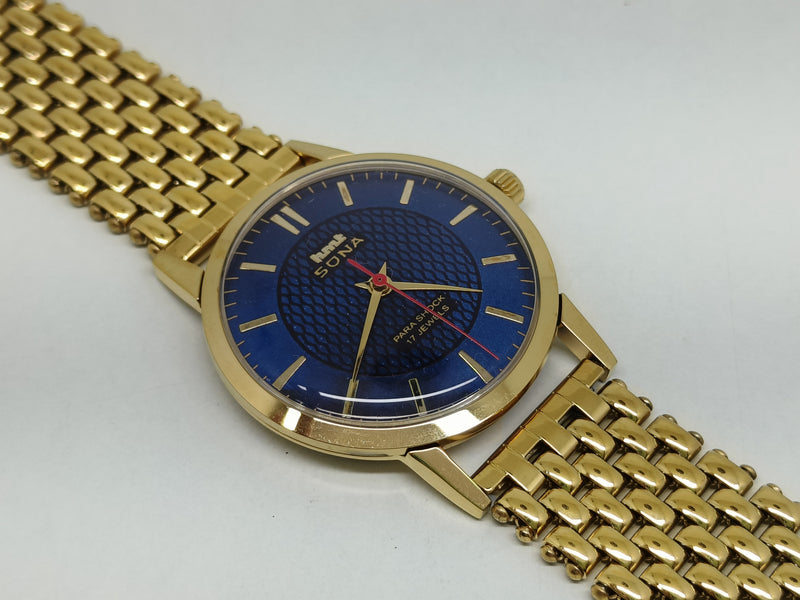 Hmt sona Mechanical Handwinding Movement gold plated Para Jewels Analog Dial Wrist Watch For Men