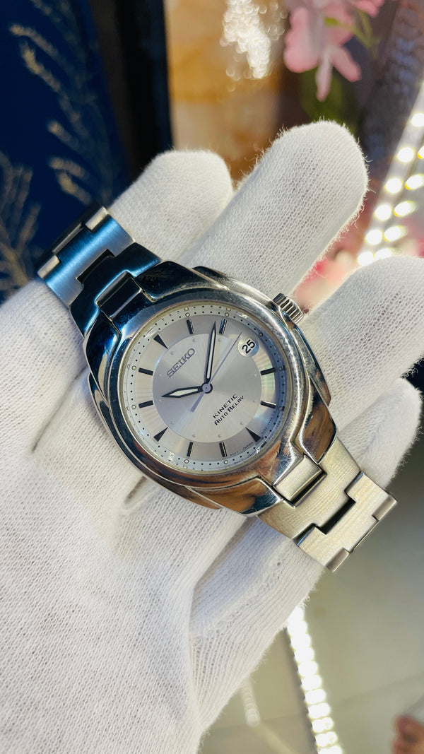 Vintage Seiko Kinetic Auto Relay 100M  automatic mens watch 5j22-OB39