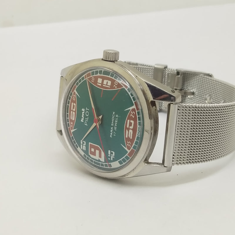Hmt Pilot Mechanical Handwinding Movement stainless Steel Para Shock 17 Jewels Analog Dial Wrist Watch For Men