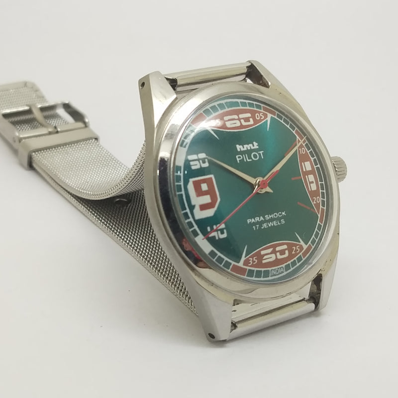 Hmt Pilot Mechanical Handwinding Movement stainless Steel Para Shock 17 Jewels Analog Dial Wrist Watch For Men